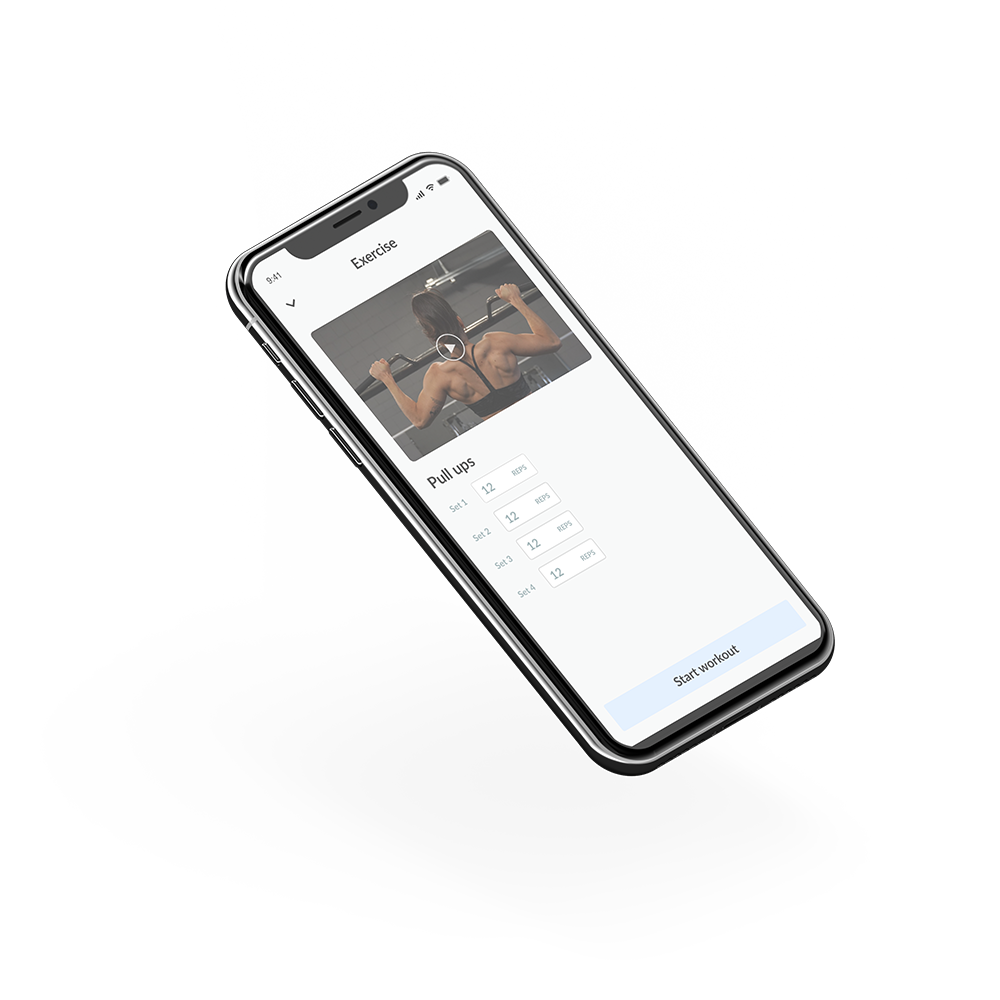 Mobile app showing workout plan